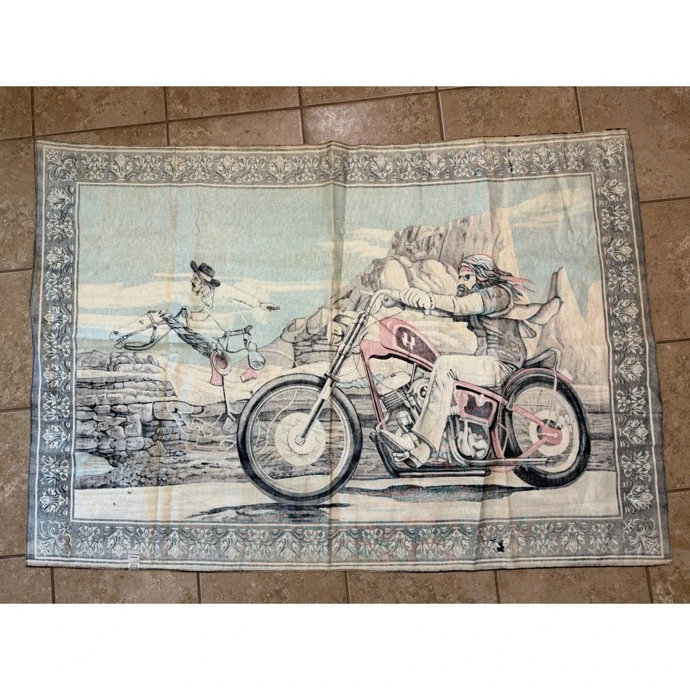 Vintage Easyriders David Mann Ghost Rider Tapestry Wall Hanging Biker 57x40